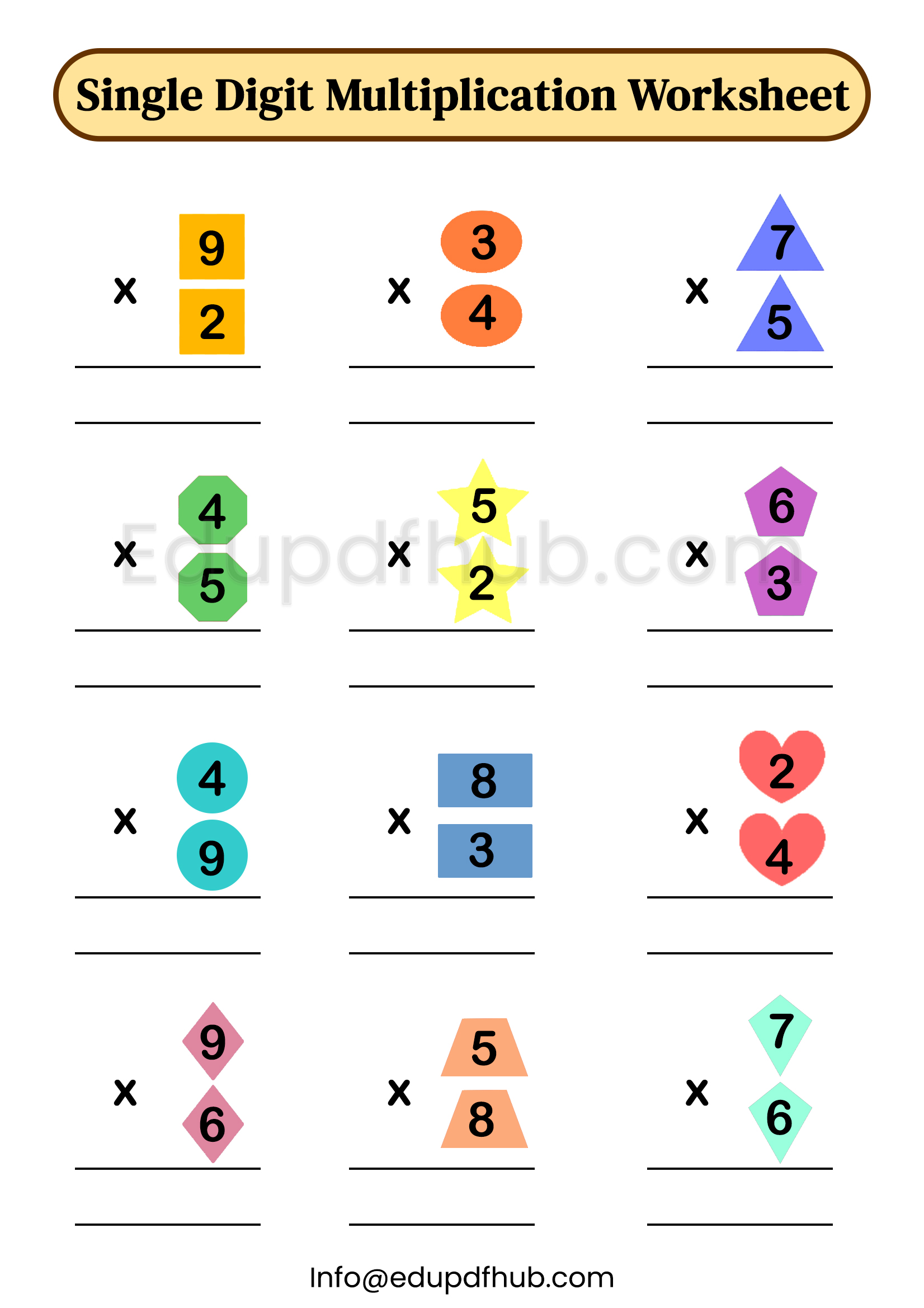 Single Digit Multiplication Worksheets with Pictures – Free PDF